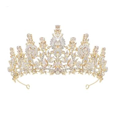 Imagem de Oriamour Tiaras e coroas de casamento com joias para mulheres, tiara de princesa de metal, coroa de rainha para noiva, acessórios de noiva para aniversário, baile de quinze anos, Large, Cristal