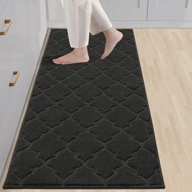 Imagem de COSY HOMEER - Tapetes de cozinha antiderrapantes laváveis 61 cm x 152 cm tapete absorvente de cozinha tapetes de cozinha de poliéster para piso tapetes macios de pé para pia, corredor, lavanderia