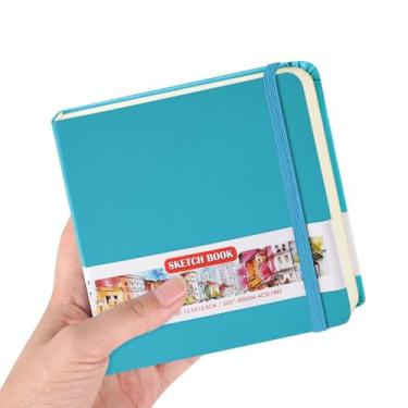 Imagem de Cadernos quadrados de 12,7 x 12,7 cm, 80 g/m², 100 folhas/200 páginas, cadernos, cadernos, cadernos de esboços em branco, bolso para diário de viagem, capa dura, tinta, escrita, diário, planejador