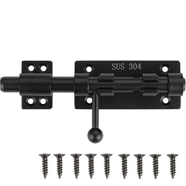 Imagem de XQDWX Trava de porta de barril com orifício para cadeado, fechadura deslizante de aço inoxidável 304 espessa, 15 cm, preto fosco, 226BB-BL