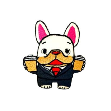Imagem de TH88 Bulldog Francês Cachorrinho Filhote de Estimação de Cachorro Bonito Logotipo de Desenho Animado 7 Adesivos Costurados Ferro em Aplique Bordado Emblema Emblema Jaqueta Camiseta Roupas Fantasia DIY