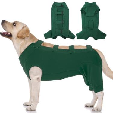 Imagem de IECOii Roupa cirúrgica para cães, traje de recuperação neutro para cães machos, macacão de cone alternativo, macacão antilamber ferimentos para cães grandes, roupas cirúrgicas para cães, colete