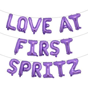 Imagem de Faixa balão Love at First Spritz - Decorações de chá de panela Aperol Spritz para ela, decorações de festa de casamento de despedida de solteira (LOVE AT FIRST SPRITZ roxo)