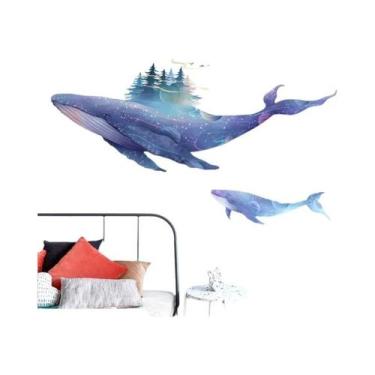 Imagem de Adesivos De Parede De Peixe Baleia Do Mar Vinil Autoadesivo Para Sala 