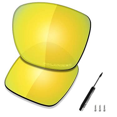 Imagem de SAUCER Lentes de substituição premium e chave de fenda T4 e parafuso para óculos de sol Oakley TwoFace XL OO9350 de alta definição - ouro 24K polarizado