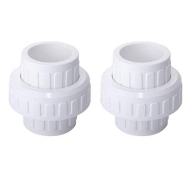 Imagem de Adaptador de encaixe de tubulação de união de PVC 5 cm Juntas de união de PVC com porta de conexão de soquete para piscinas e aplicações de encanamento ao ar livre, etc. 2 pacotes
