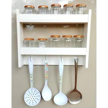 Imagem de Porta Tempero de Parede - Organizador de Condimentos em MDF(BRANCO - (frente madeira))