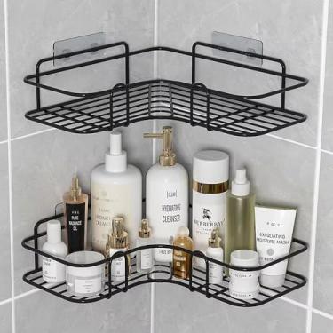 Imagem de Kit 2 Suportes Porta Shampoo Organizador Prateleira Canto Banheiro Para Sabonete Nicho Para Box Com Adesivo Sem Furar a Parede Premium