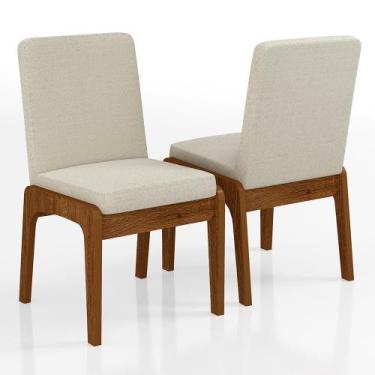 Imagem de Kit 4 Cadeiras Estofadas Fuji Mdf Freijó/bouclé Off White - M.a - A Mó