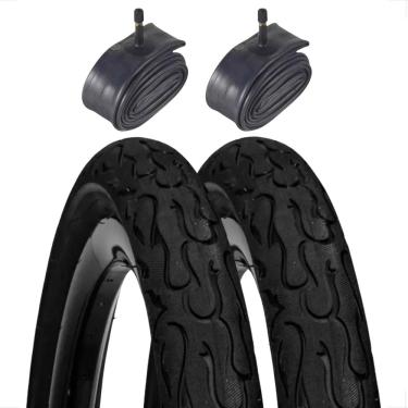 Imagem de Par Pneu Bicicleta DSI Flame Aro 26 x 2.125 Balão Tipo kenda + Par camara 26 Montadinha Freeride DH