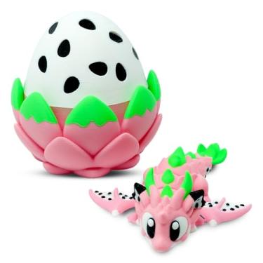 Imagem de Articulated Dragon with Fantasy Egg – 3D Printed Mythical Creature Gift, Posable Jointed Companion, Collectible Detailed Shelf or Desk Decoration - for Adults (Dragonfruit Dragon + Egg)