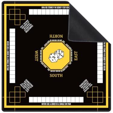 Imagem de Nine-Marsh Mahjong Mat for Table 31.5'x31.5' (80cmx80cm), Non-Slip Mahjong Cloth Cover with Game Rules, Mahjong Tablecloth for Poker, Board Games Table Mat, Card Games, Tile Games, Dominoes(Black)