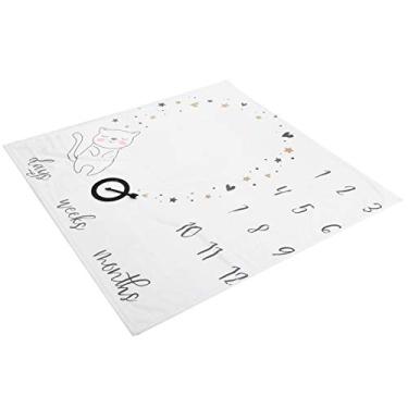 Imagem de KIMISS Coberto de Milestone do Baby - Bobertor de Foto Infantil de Flanela Suave para Gráfico de Crescimento Mensal - para o Primeiro Ano do bebê ProP de Fotografia Recém nascido Versátil (Números