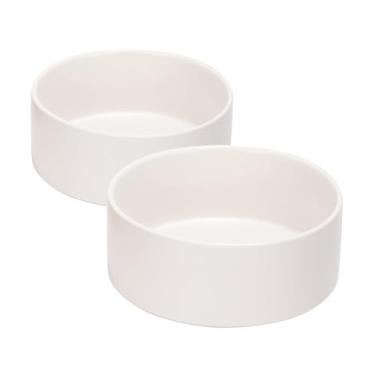 Imagem de SPUNKYJUNKY Tigela de cerâmica para cães e gatos de 1,190 g, tigela de água moderna e pesada para comida branca (embalagem com 2)