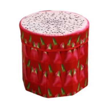 Imagem de Ioensy Assento dobrável para armazenamento, caixa de armazenamento de brinquedos engraçados, apoio para os pés, banco para dormitório, quarto, Fruta Do Dragão