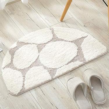 Imagem de Tapete De Banheiro Meio Redondo Extra Macio Antiderrapante Tapetes De Pelúcia Tapetes De Chuveiro Absorvente De Água Para Banheira, Chuveiro E Banheira, Lavável Na Máquina, White, 42×70cm
