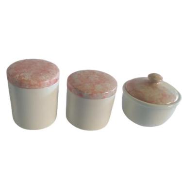 Imagem de Kit higiene bebê 3 pecas em Porcelanas branca forte resistente tampa r