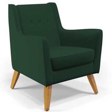 Imagem de Poltrona Com Pés De Madeira Taroba Veludo Verde Musgo C-303