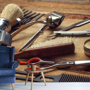 Imagem de Papel de Parede Barbearia Barbeiro Cabelereiro Sala Adesivo - 387pcm -