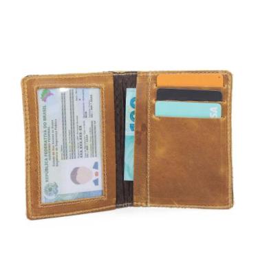 Imagem de Carteira Porta Cartão Masculino Couro Legitimo Espaço Rg Cnh Notas - P