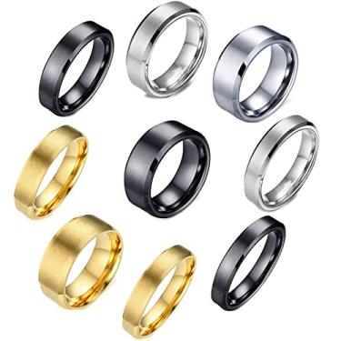 Imagem de Supra Diamanto 4 anéis de aliança simples para homens - conjunto de totem de casamento de aço inoxidável - anéis de ansiedade vintage prata - Tamanho 7-12, Aço inoxidável, Sem pedra preciosa