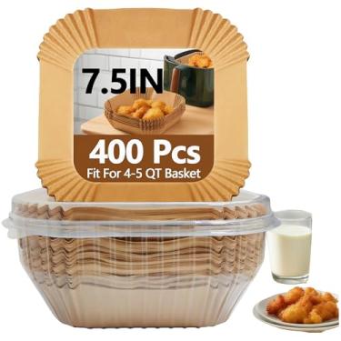 Imagem de MAXTBEE Forro descartável para fritadeira a ar de 19 cm, 400 peças de forros de papel para fritadeira a ar, à prova de óleo e resistente a altas temperaturas, para fritadeira a ar, micro-ondas e forno