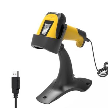 Imagem de Leitor automático de código de barras a laser 1D mãos-livres com suporte, scanner de desktop conectado por USB para gerenciamento de PDV e inventário