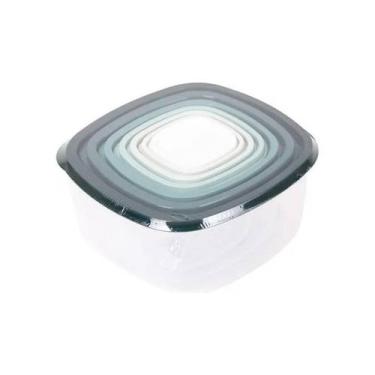 Imagem de Conjunto 7 Potes Quadrado Com Tampa 100Ml Até 04 Litros - Thika