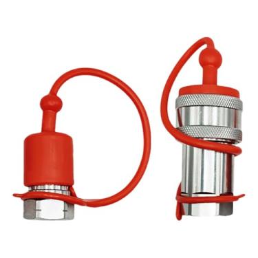 Imagem de Generic Conjunto de Engate Rápido Hidráulico, Plugue Plano, Acessórios de Acoplamento, Tampa de Proteção Contra Poeira, Material de aço Durável para Agricultu, Npt 3 a 8, Tamanho real