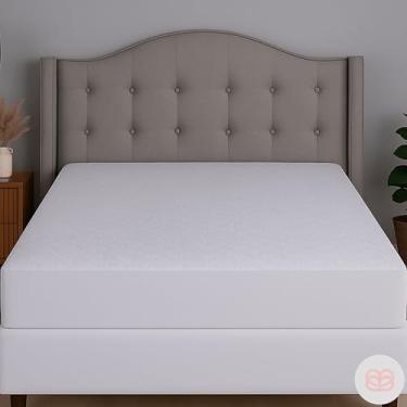 Imagem de Protetor de Colchão Casal Branco Antiácaros Respirável e Lavável (Casal)
