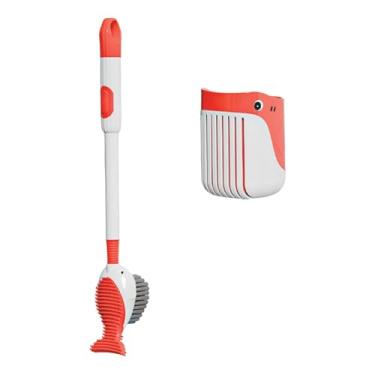 Imagem de Generic Escova de vaso sanitário com suporte Produtos de limpeza para banheiro Escova leve para vaso sanitário para banheiro, Vermelho