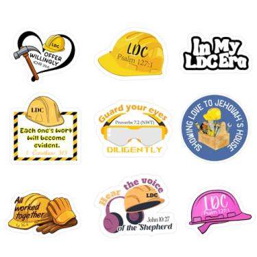 Imagem de Magictodoor Adesivo decalque de vinil JW LDC - Kingdom Hall Construction Volunteer Gift para capacete, garrafa, veículo - Adesivo removível durável