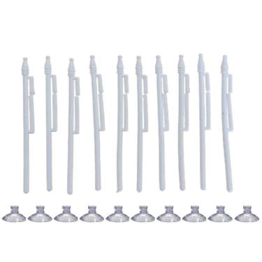 Imagem de Kit 10 Mini Haste Suporte Branco P/Bandeira Brasil C/Ventosa