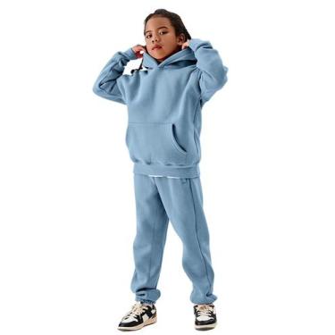 Imagem de Conjunto de roupas Flygo Girls Boys, moletom e calças de lã