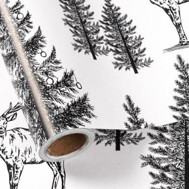 Imagem de Papel de Regalo LeZakaa Navidad Negro y Blanco 43x10 m