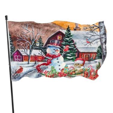 Imagem de Banner Wizfuyq Muñeco de Nieve de Navidad 91x153 cm para Exterior