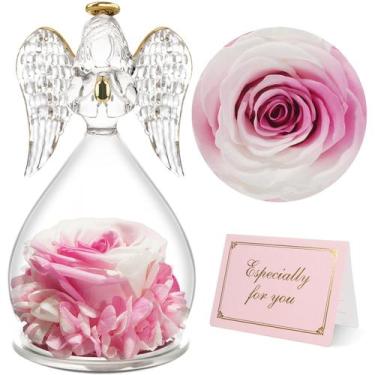 Imagem de Estatuetas de anjo com rosas preservadas, presentes para mulheres - Ya