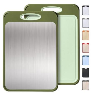 Imagem de Tábua de corte Socisen 2 em 1 de aço inoxidável com alça