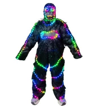 Imagem de Earthradius LED Light Up Gorilla Costume with Glasses, Halloween Cosplay Outfit for Adults, Fluffy Gorilla Suit for Party