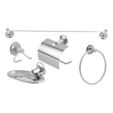 Imagem de Kit Acessorios Banheiro Inox 5 Peças - Alcântara Metais