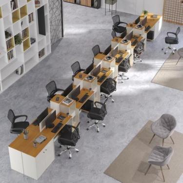 Imagem de Estação De Trabalho 12 Lugares Office Tech 12 Mesas 10 Armár - Off Whi