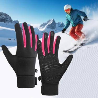 Imagem de Luvas térmicas 2025 para homens e mulheres, luvas quentes de inverno ao ar livre com palmas antiderrapantes, para corrida, ciclismo, caminhada e direção, vermelho rosa, M