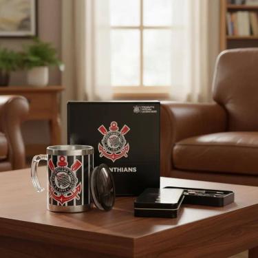 Imagem de Caneca Termica Corinthians + Chaveiro Terra Sagrada Oficial