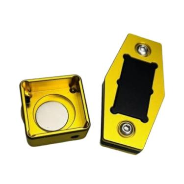 Imagem de YIJU Porta-giz para bilhar, caixa de giz, acessórios esportivos para sinuca, alumínio, portátil, profissional, com clipe, para homens e mulheres, Dourado