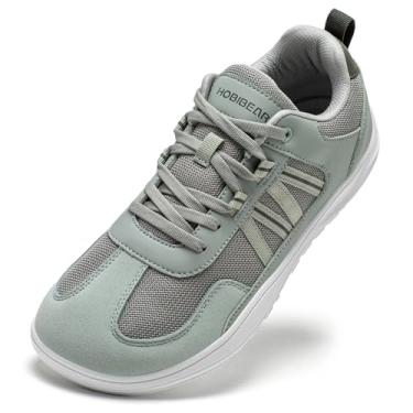 Imagem de HOBIBEAR Sapatos masculinos descalços | bico largo e zero drop| Tênis moderno minimalista, Verde claro, 10 Wide