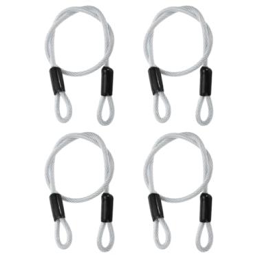 Imagem de PATIKIL Cabo de segurança 0,6 m x 3/40.6 cm (5 mm), 4 peças de corda de fio de segurança revestida de aço inoxidável trançado com laço duplo para bagagem de viagem, cabo de trava de bicicleta