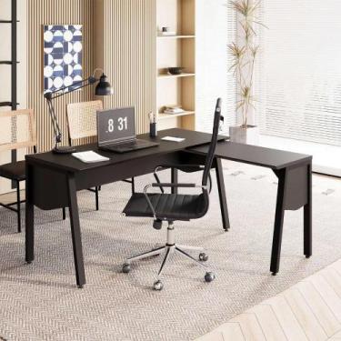 Imagem de Mesa Escritório em L 1,50m c/ Tampo Chanfrado e Pé Metal F5 - F5 Offic