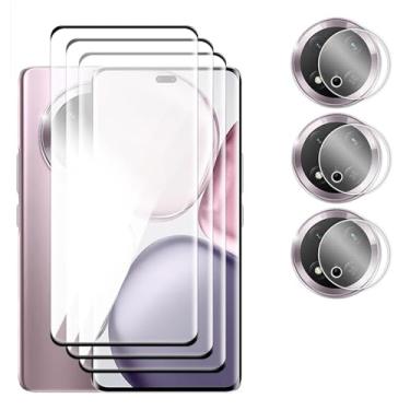 Imagem de Para Honor Magic7 Lite 5G Magic 5 6 7 Lite, 6 em 1 Vidro 3D Curvo Protetor de Tela de Cobertura Total Filme de Vidro Temperado