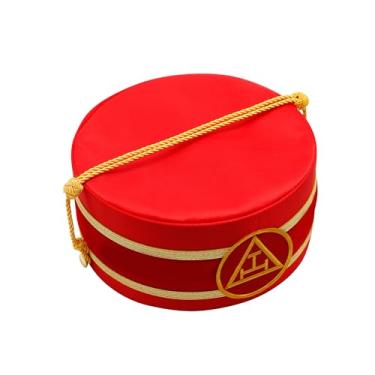 Imagem de Boné de coroa do capítulo do arco real - vermelho e dourado - boné de coroa maçônica bordado à máquina com emblema triplo tau - boné/chapéu maçônico, Vermelho, 8