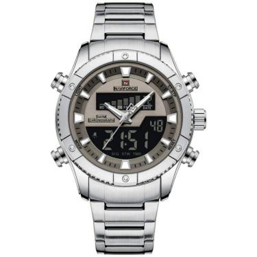 Imagem de Relógio De Quartzo Eletrônico Luminoso à Prova Dágua Pulseira Aço Inoxidável Branco